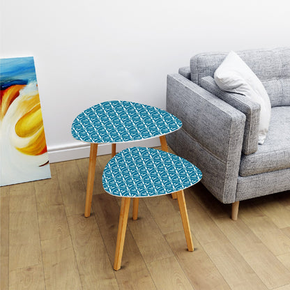 Mid Century Modern Nesting Tables | Stylish Art Deco Blue Teal And White MCM Side Tables - Mid Century Modern Gal