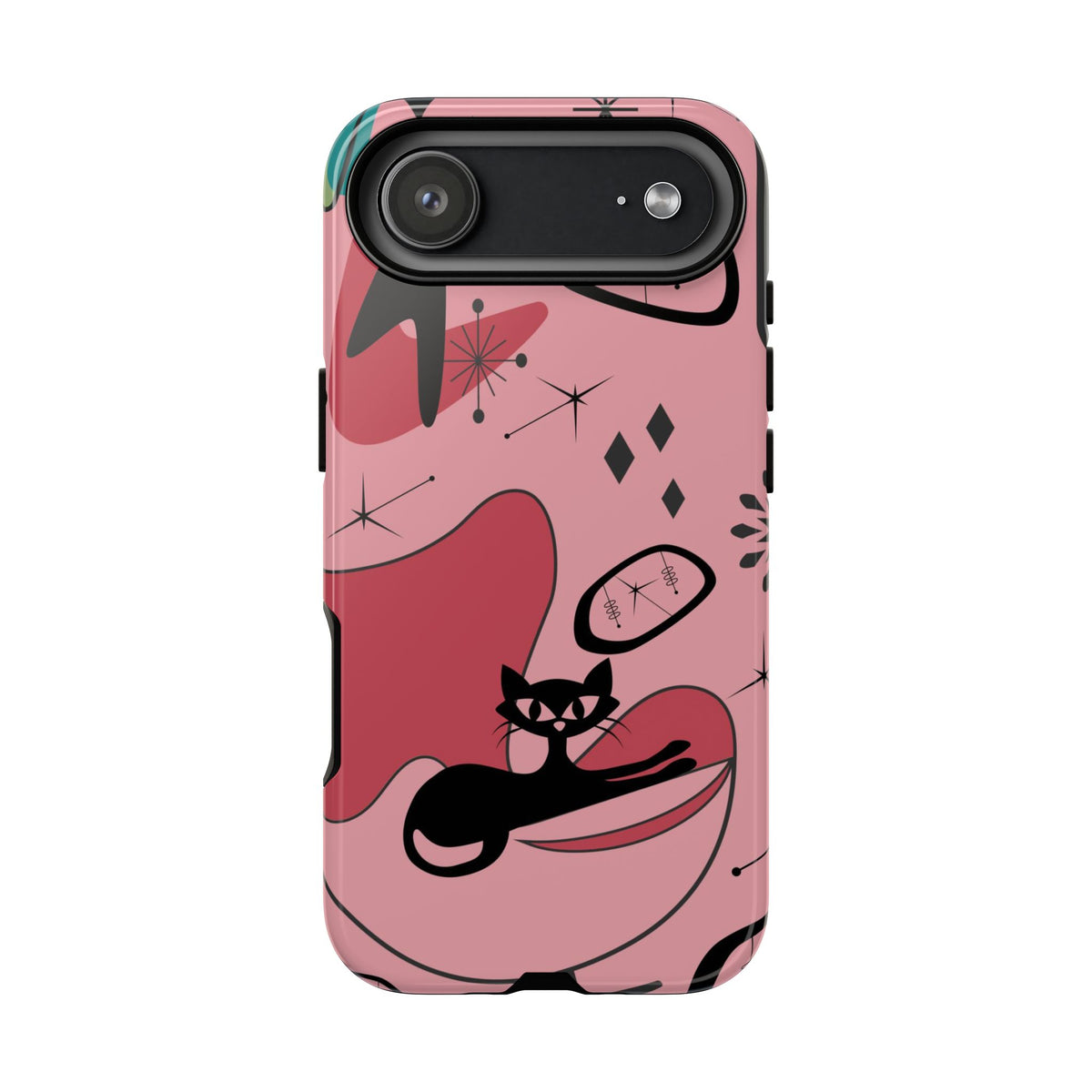 Atomic Cat, Pink Mid Century Modern, Egg Chair, Space Cat Tough Phone Case