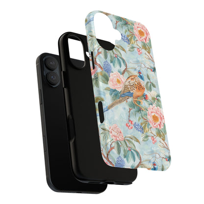 Chinoiserie Designed Floral Pheasant Phone Case with Bird Design