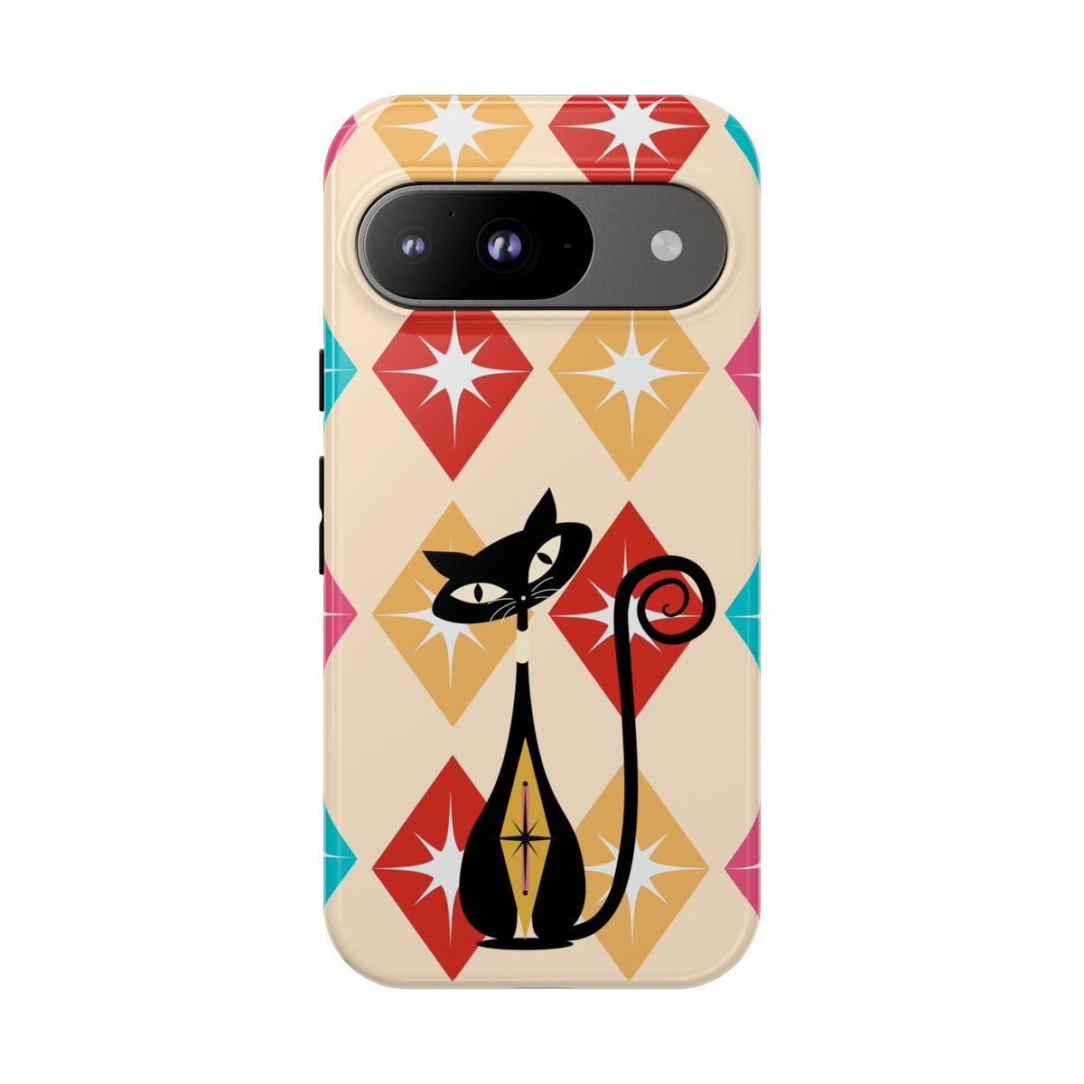 Mid Century Modern Atomic Cat, Atomic 50s Diamonds Retro Phone Tough Cases