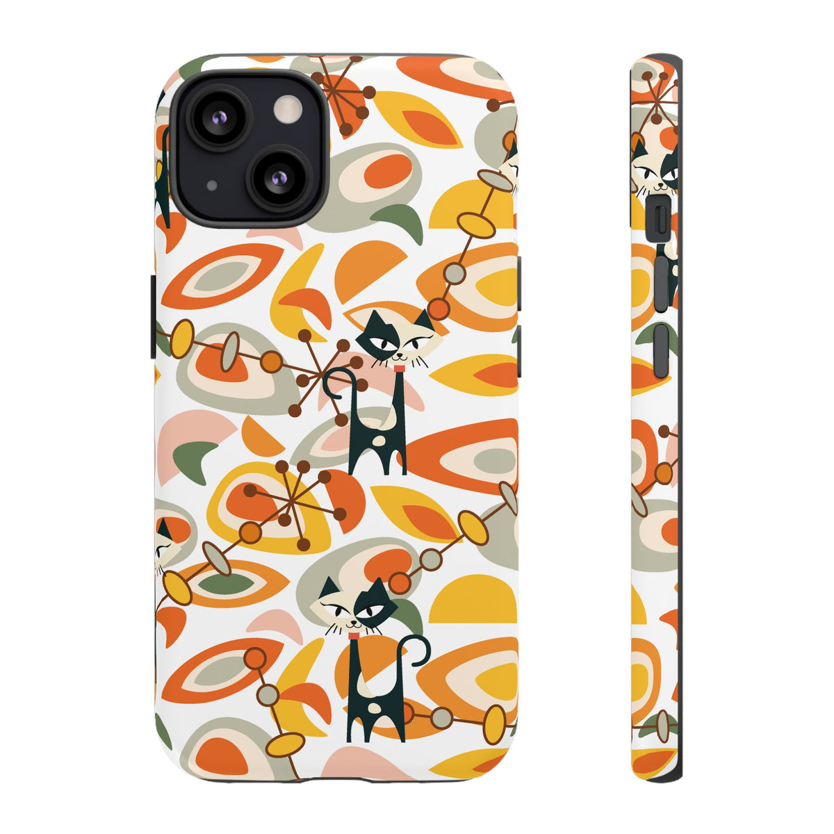 Atomic Cat Mid Mod Orange, Yellow, Groovy Cat Smart Phone Tough Cases