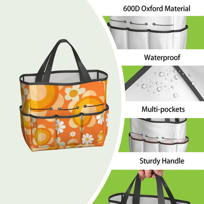 Flower Power Orange Groovy Mod Garden Tool Bag - Mid Century Modern Gal