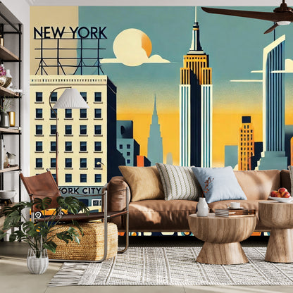 New York City Wallpaper, Peel And Stick Kitschy Fun Wall Murals