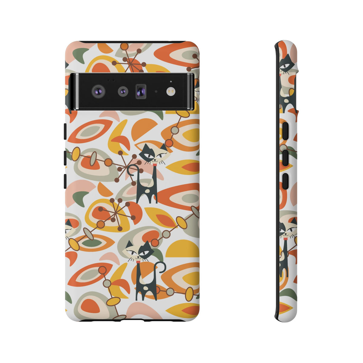 Atomic Cat Mid Mod Orange, Yellow, Groovy Cat Smart Phone Tough Cases