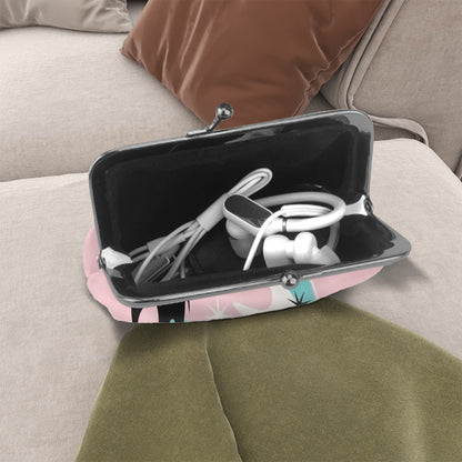 Atomic Pink Aqua Boomerang Kitschy Cat Mod Coin Purse for Women - Mid Century Modern Gal
