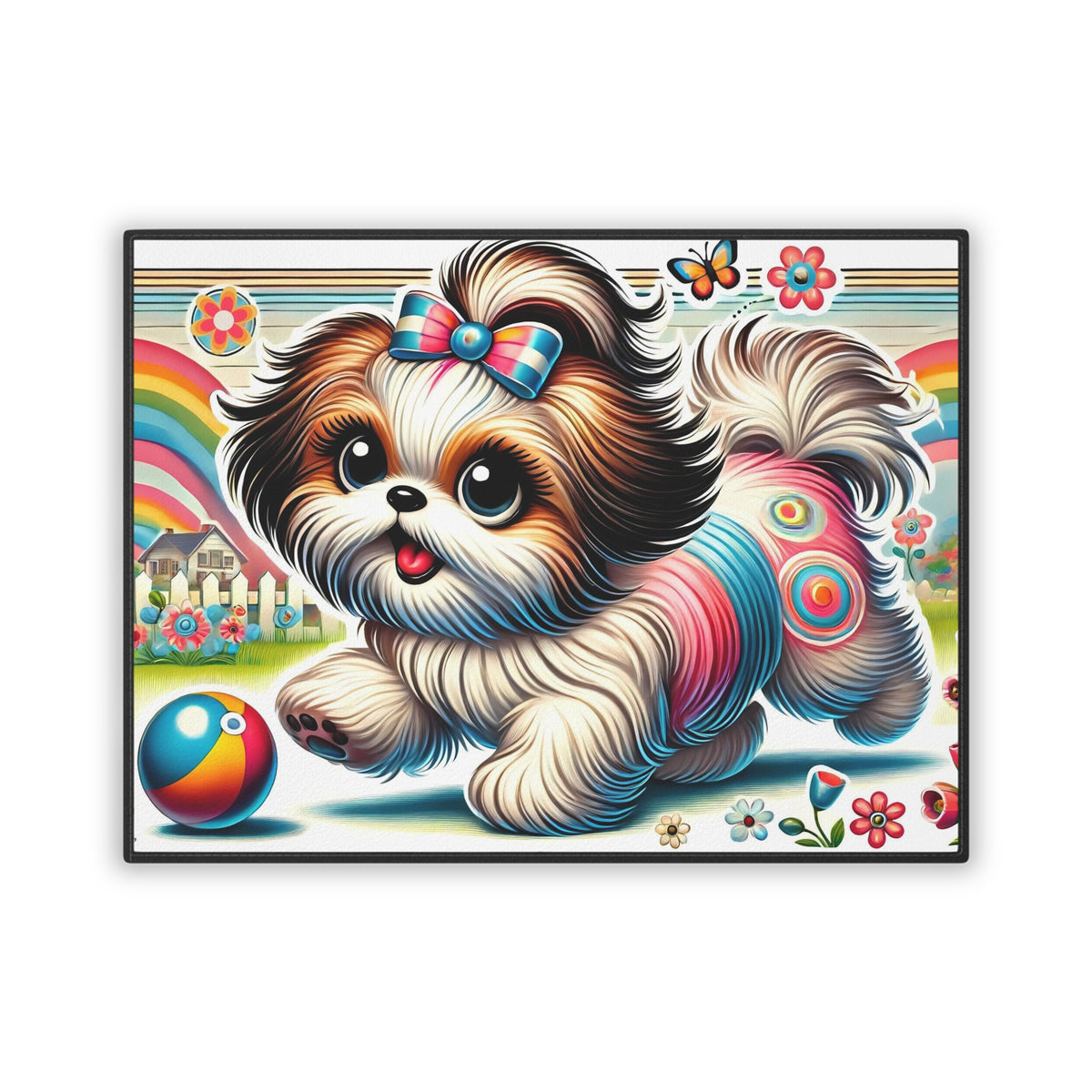 Retro Pet Mat, Shih Tzu Fun Funky Playful Pet Mat - Mid Century Modern Gal