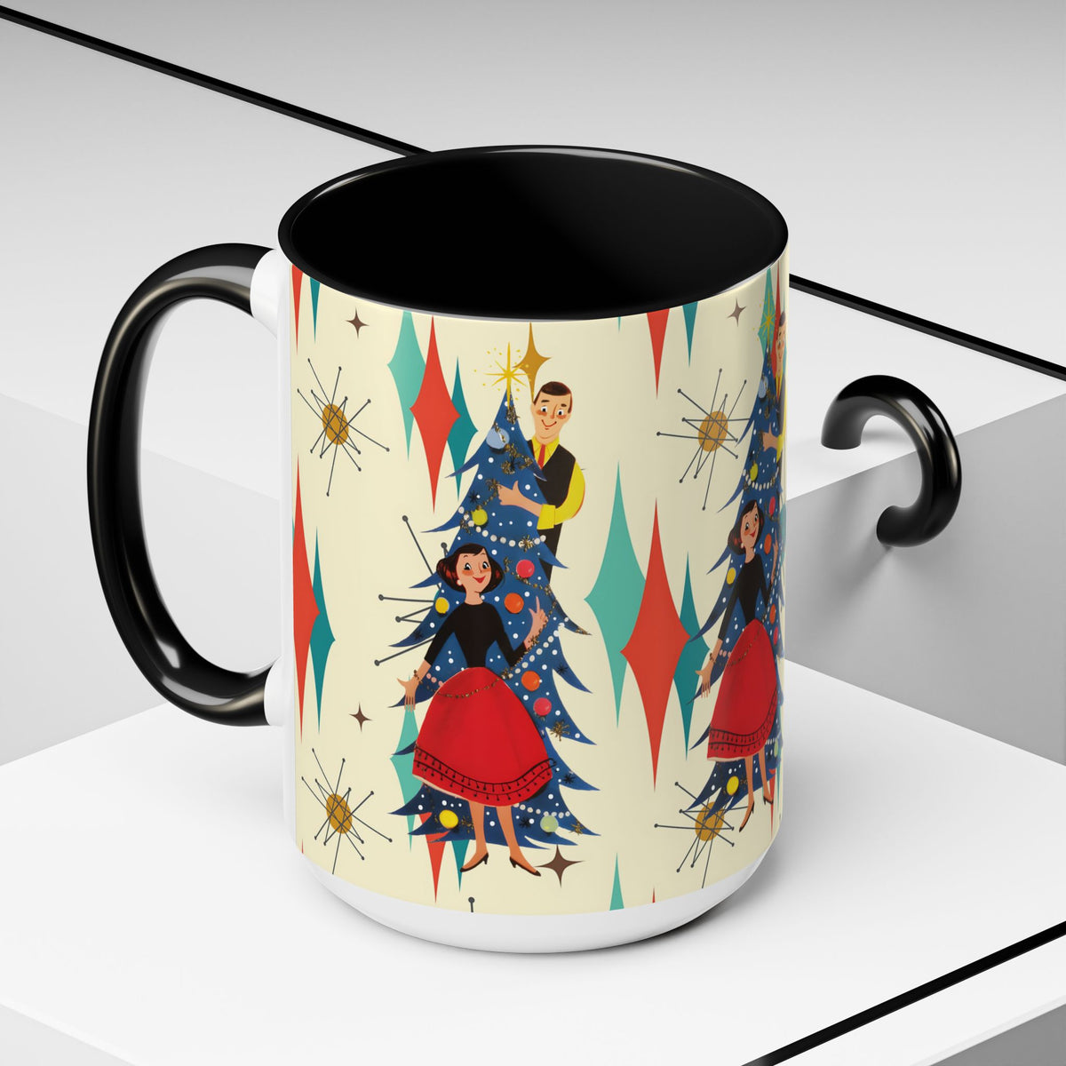 Mid Century Modern 50s Kitsch Christmas Starburst Coffee Mug - Mid Century Modern Gal