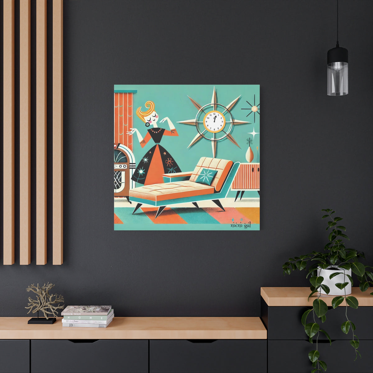 Mid Century Modern Wall Art, Quirky Mod Gal Retro Mid-Century Wall Art - Mid Century Modern Gal