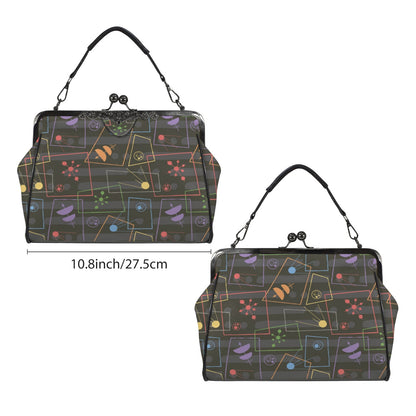 Mid Century Modern Atomic Space Age Gray Kisslock Crossbody Purse - Mid Century Modern Gal