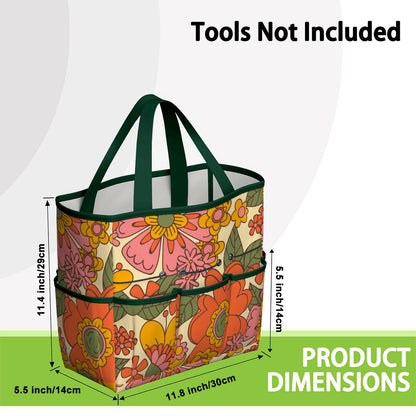 70s Retro Revival Flower Power Groovy Floral Mid Mod Garden Tool Bag