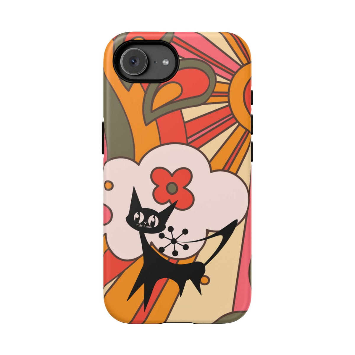 Atomic Cat, Retro Sunburst, Groovy Mod Smart Phone Tough Phone Cases