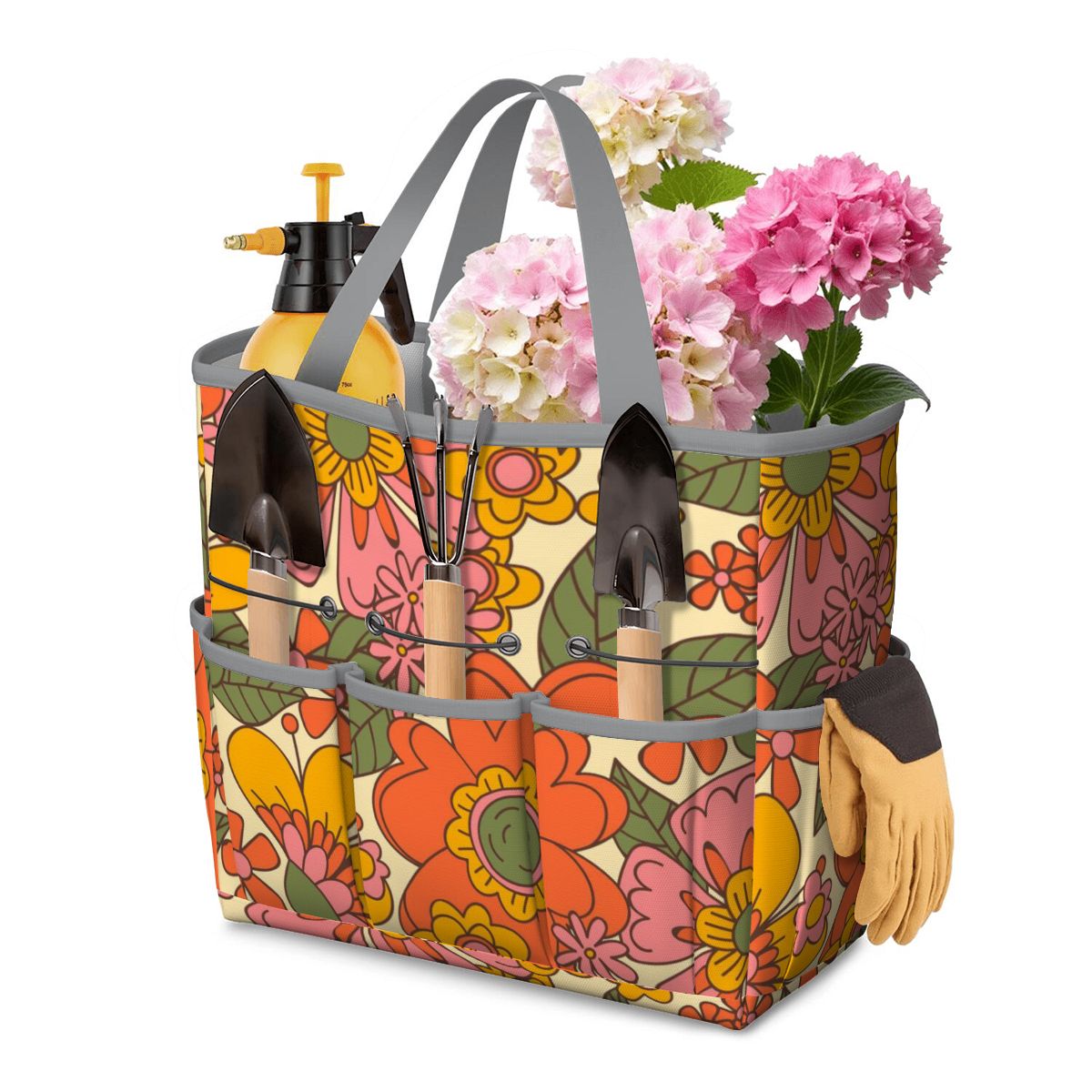 70s Retro Revival Flower Power Groovy Floral Mid Mod Garden Tool Bag - Mid Century Modern Gal