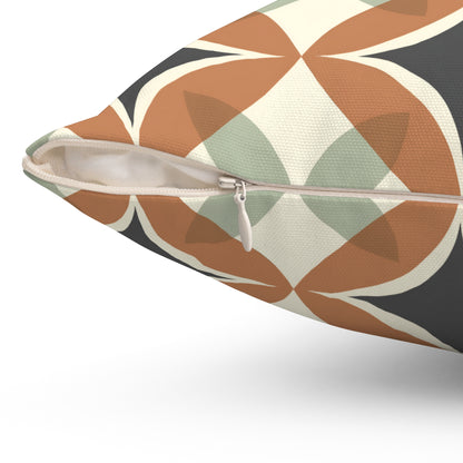 Mid Century Modern Interlocking Geometric, Terracotta Sage Charcoal Pillow Cover and Insert - Mid Century Modern Gal