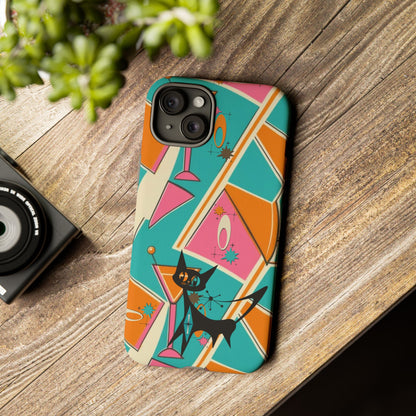 Atomic Cat Mid Mod Retro Cat Phone Case - Tough Cases for Stylish Cat Lovers