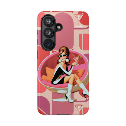Mid Mod 60s Mod Gal, Kick Back Enjoy, Retro Chic Phone Case with Cocktail Design