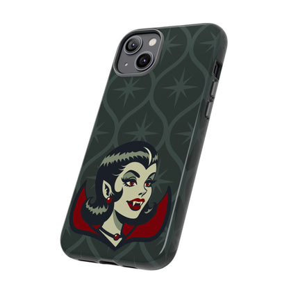 Vampire Dracula Girl Halloween Goth Horror Buff MCM Green Tough Phone Case