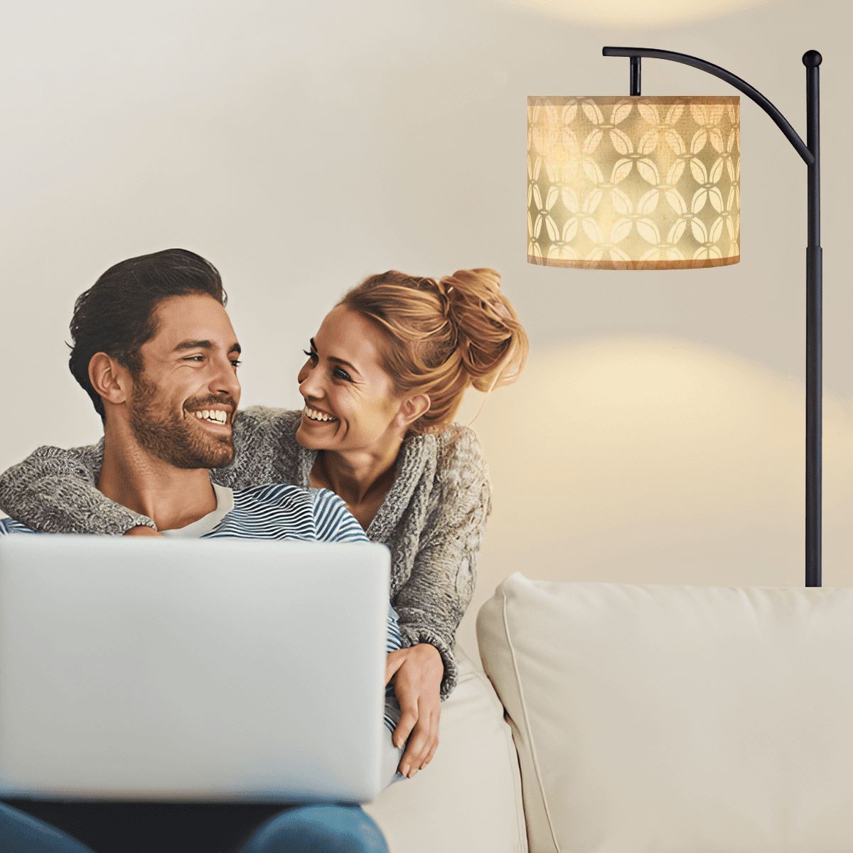 Art Deco  Diamond Designed Elegant Modern Arc Floor Lamp - Mid Century Modern Gal