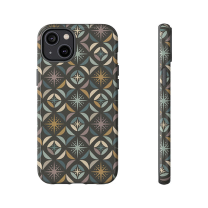 Mid Century Modern Elegant Gray Geometric Starburst Tough Phone Case