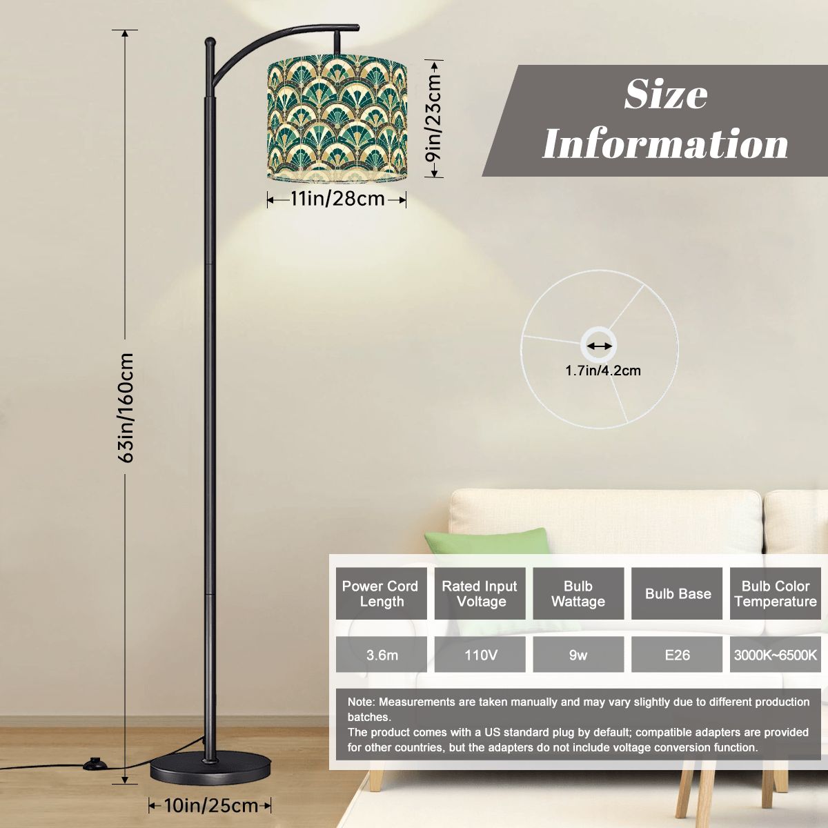 Art Deco Peacock Inspired Arc Floor Lamp - Mid Century Modern Gal