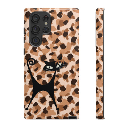 Mid Century Modern Atomic Cat, Animal Print Kitschy Trendy Smart Phone Tough Cases