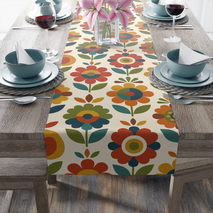 Mid Century Modern Scandinavian Floral Earth Tones Table Runner - Mid Century Modern Gal