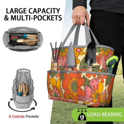 70s Retro Revival Flower Power Groovy Floral Mid Mod Garden Tool Bag - Mid Century Modern Gal