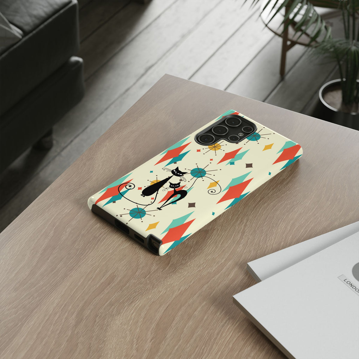 Atomic Kitty Cat, Mid Mod Franciscan Pattern, Kitsch Tough Phone Cases