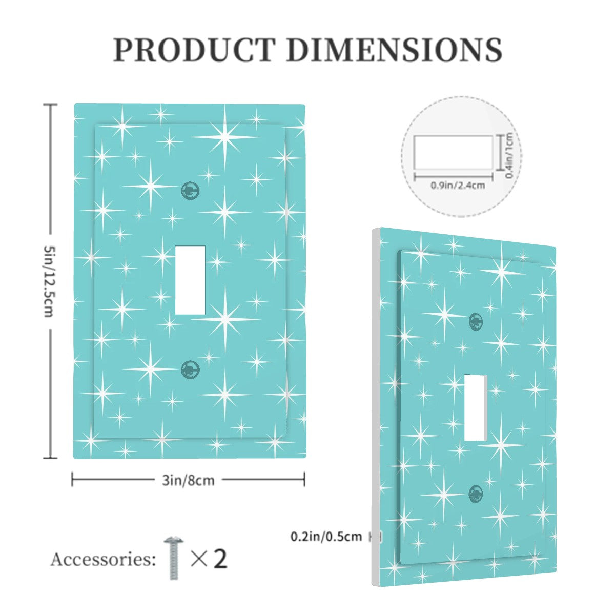 Mid Century Modern Aqua Blue Starburst Modern Switch Cover 1-Gang 1 Toggle - Mid Century Modern Gal