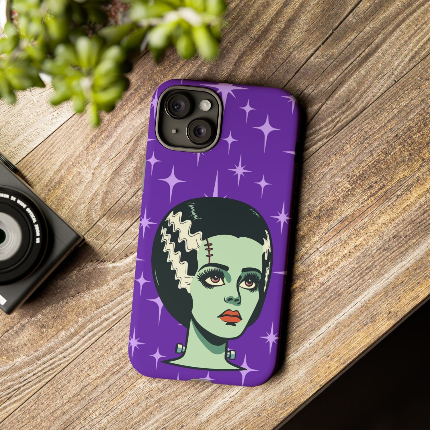 Bride of Frankenstein Retro Mid Mod Horror Buff Purple Halloween Tough Phone Case