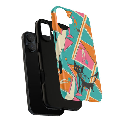 Atomic Cat Mid Mod Retro Cat Phone Case - Tough Cases for Stylish Cat Lovers