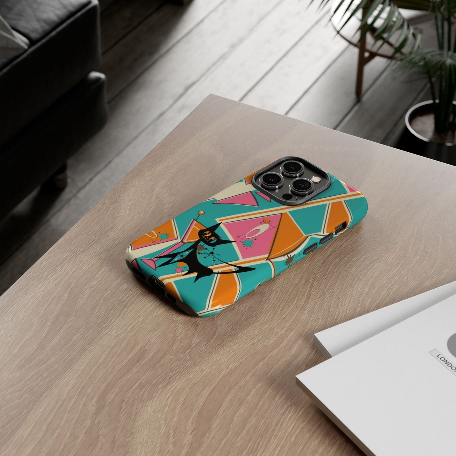 Atomic Cat Mid Mod Retro Cat Phone Case - Tough Cases for Stylish Cat Lovers