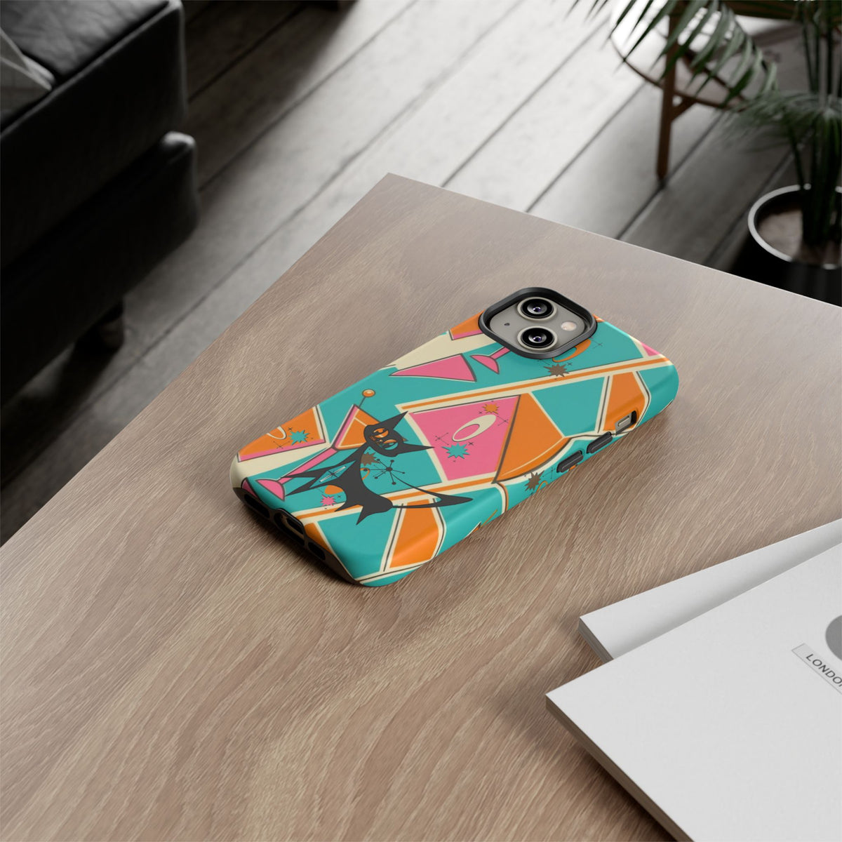 Atomic Cat Mid Mod Retro Cat Phone Case - Tough Cases for Stylish Cat Lovers