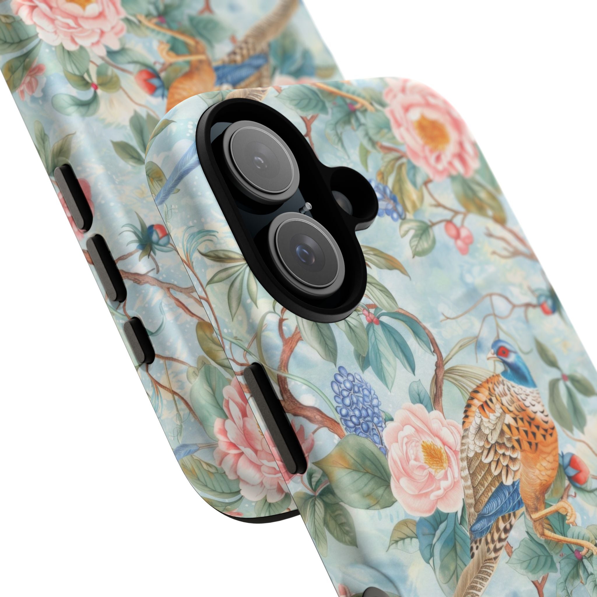 Chinoiserie Designed Floral Pheasant Phone Case with Bird Design