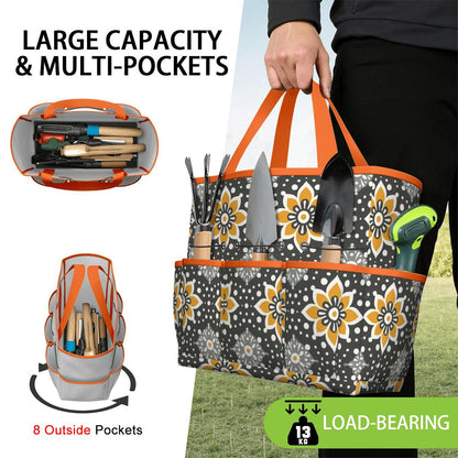 Floral Bohemian Retro Gray Yellow Modern Garden Tool Bag