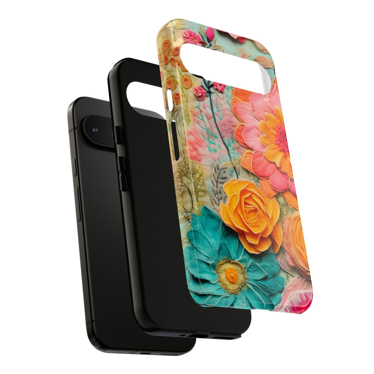 Boho Retro Floral Faux Pressed Flowers Smart Phone Tough Phone Cases
