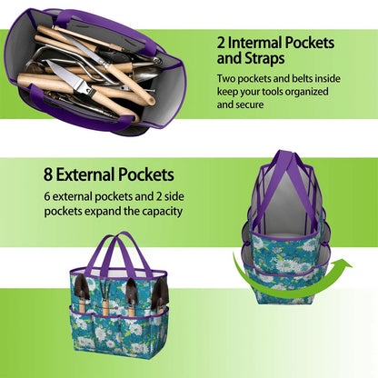 Chinoiserie Floral Teal Green White Elegant Garden Tool Bag
