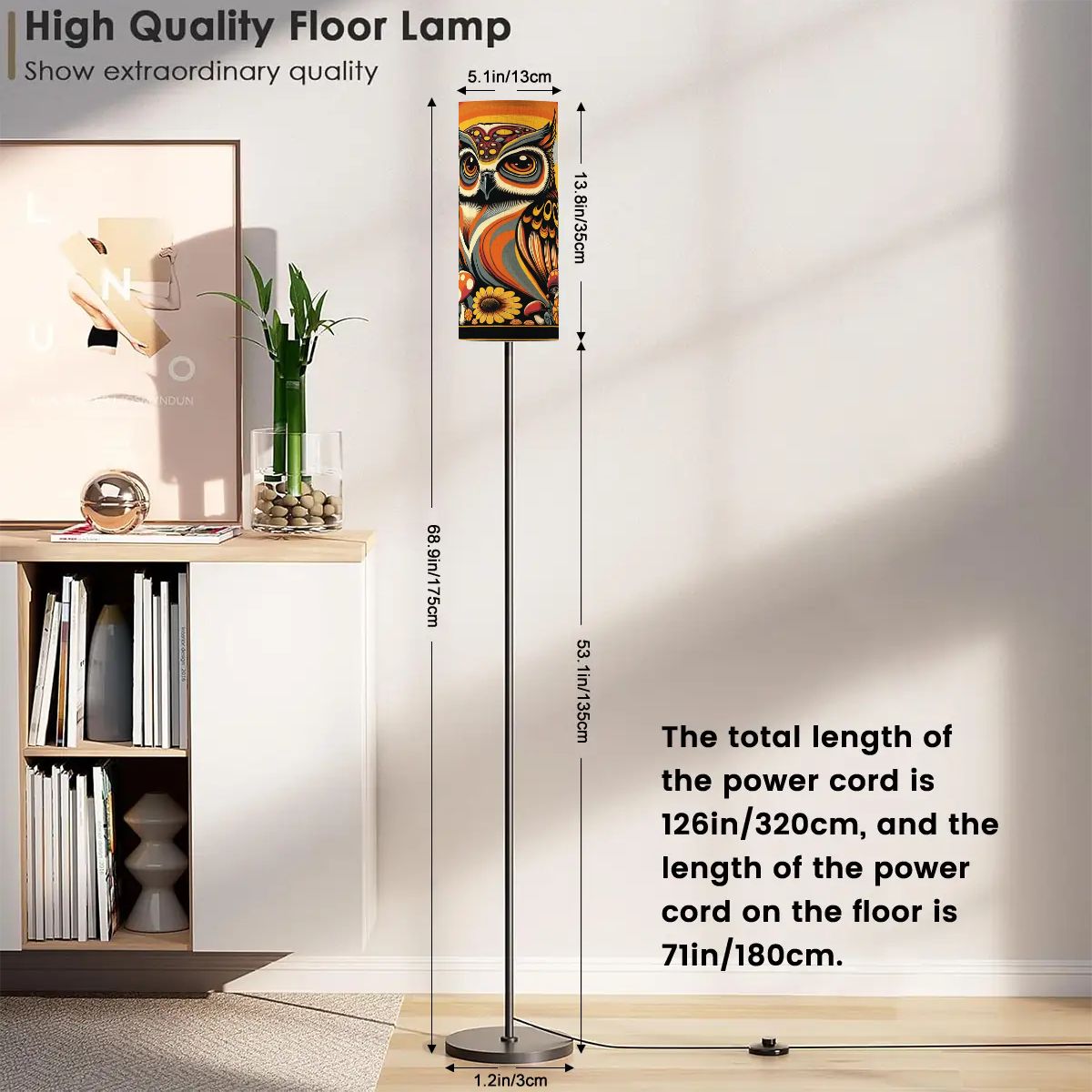 Retro 70s Mushroom Groovy Owl, Hipster Mid Mod Floor Lamp - Mid Century Modern Gal