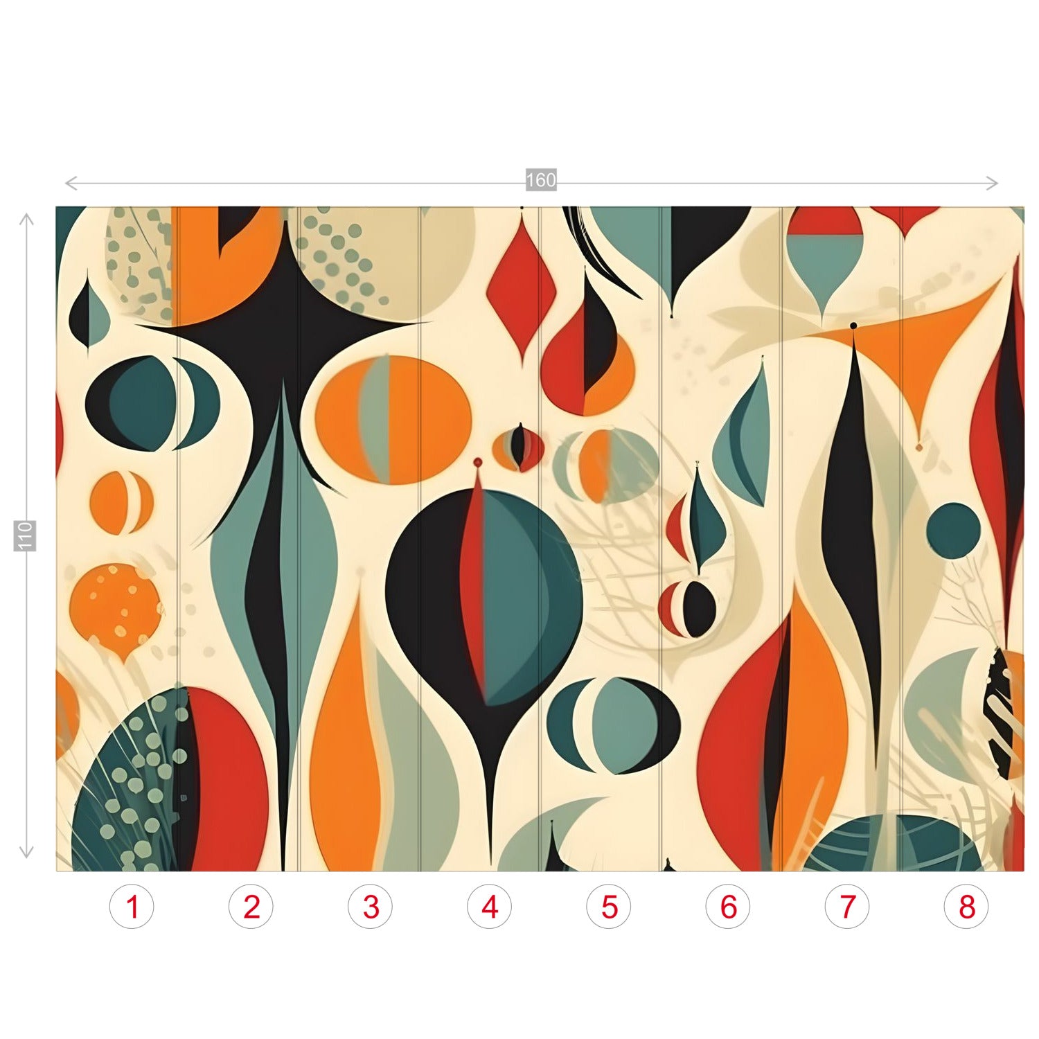 Mid Century Mod Wallpaper, Peel And Stick, Abstract, Geometric Retro Wall Murals
