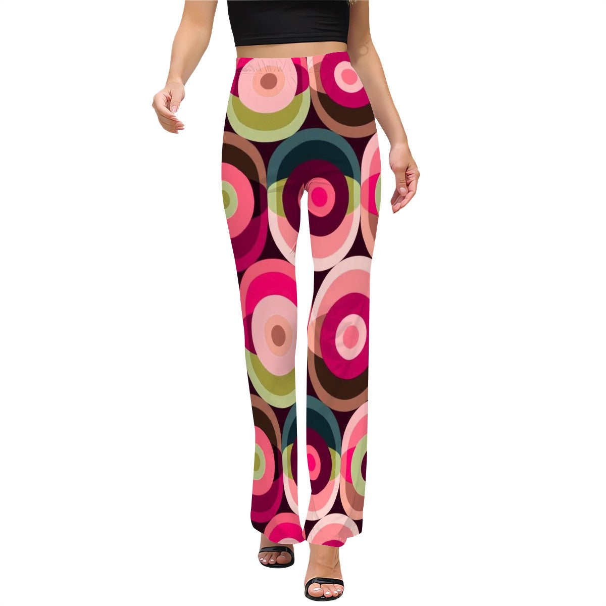 Retro Mod Groovy Orbs 60s 70s Vibe Women's Flared Pants - Mid Century Modern Gal