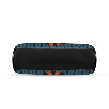Vintage Halloween Black Cat Sexy Sexton Mid Century Modern Blue Kisslock Crossbody Purse - Mid Century Modern Gal