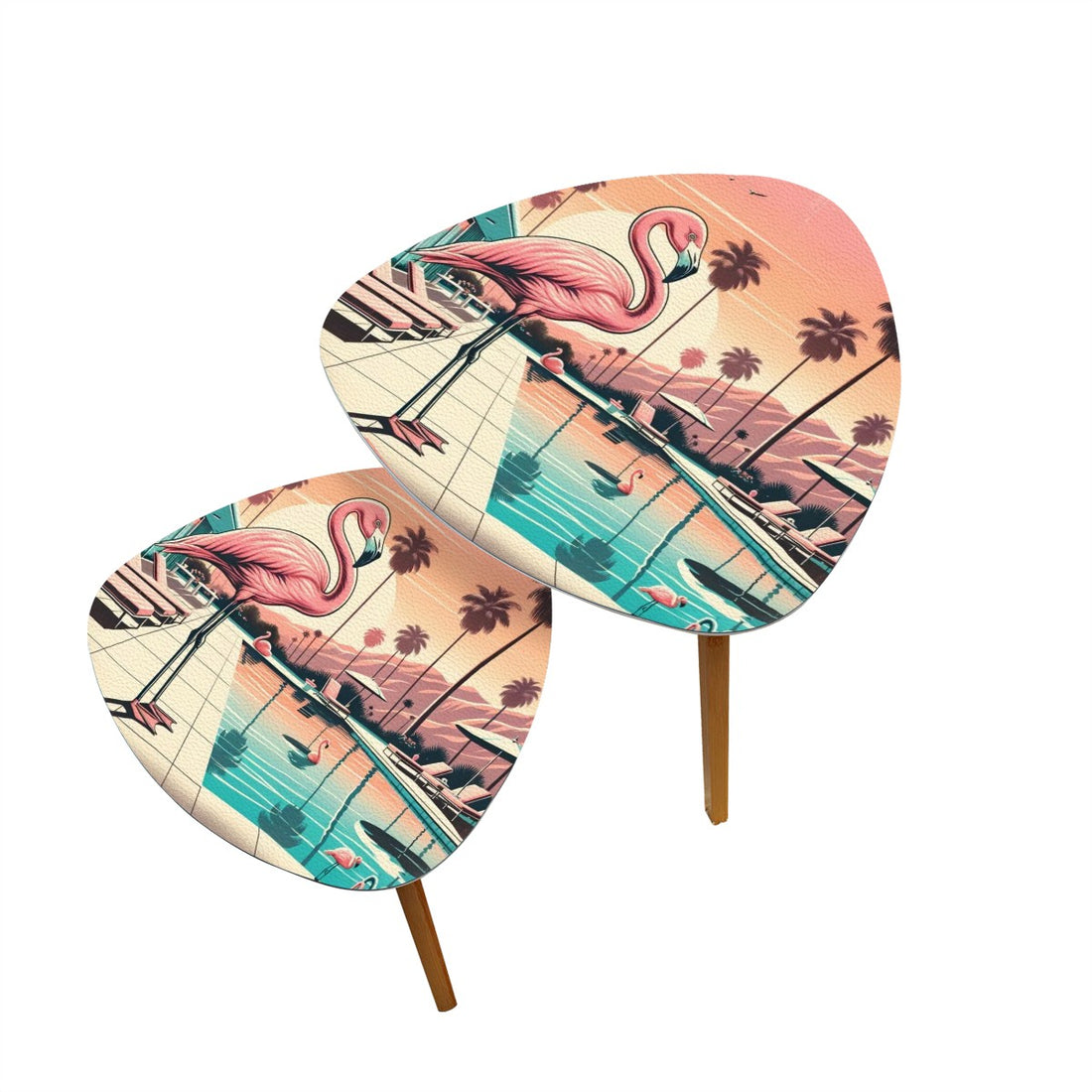 Palm Spring California, Retro Flamingo Mid Century Modern Nesting Tables - Mid Century Modern Gal