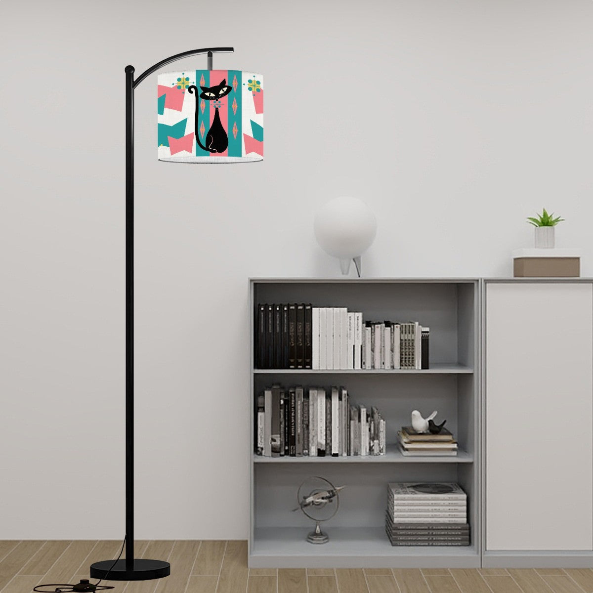 Mid Mod Retro Atomic Cat MCM Arc Floor Lamp - Mid Century Modern Gal