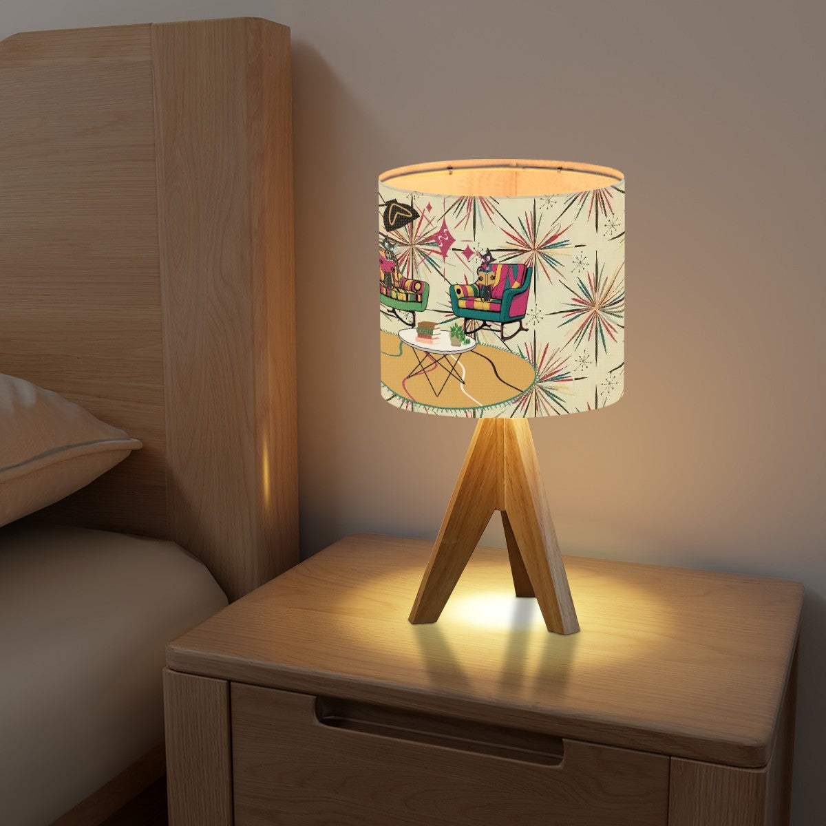 Mid Century Modern Reading Lamp, Kitschy Mod Atomic Cats, Retro Tripod Table Lamp - Mid Century Modern Gal