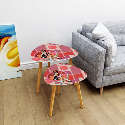 Mid Century Modern Gal Retro 60s Pink Kitschy Cocktail, Nesting Tables - Mid Century Modern Gal
