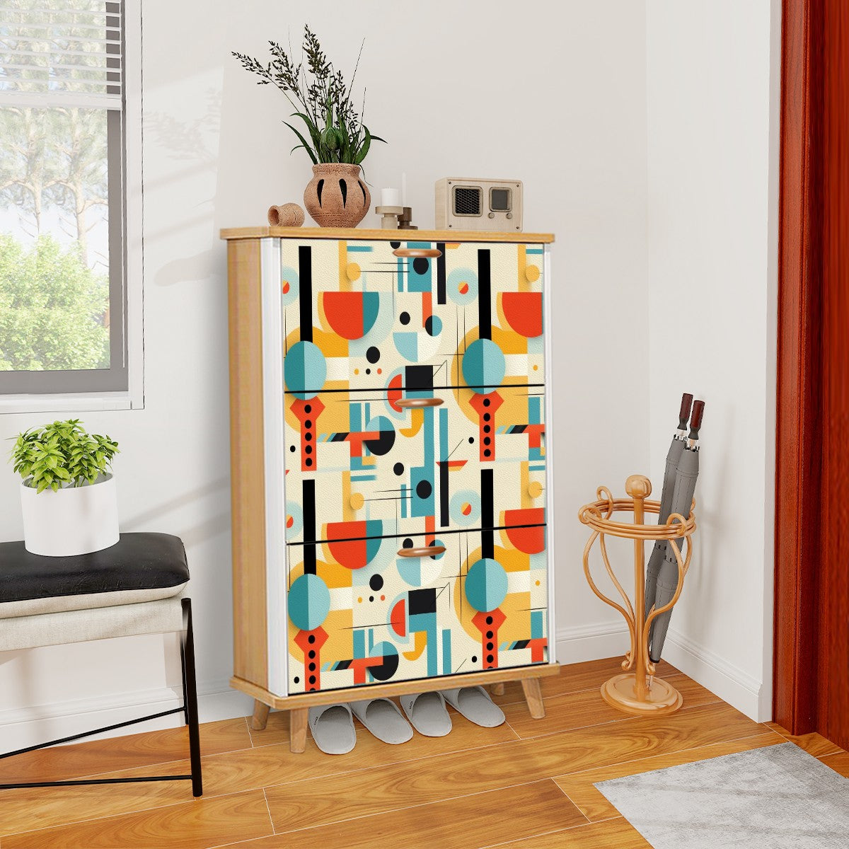Mid Century Modern Bauhaus Desiged Shoe Storage Shoe Cabinet - Mid Century Modern Gal