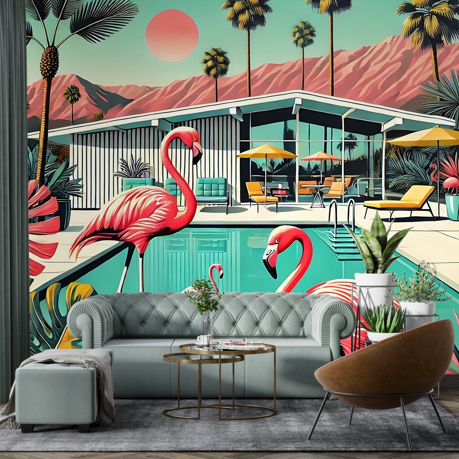 Palm Springs California Wallpaper Mural, Peel And Stick 50s Kitsch