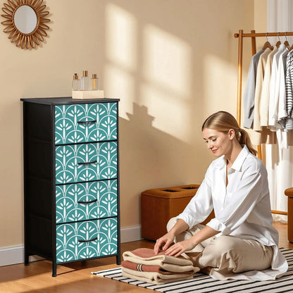 Mid Century Modern Stylish Art Deco Blue Aqua and White MCM 4-Drawer Dresser - Mid Century Modern Gal