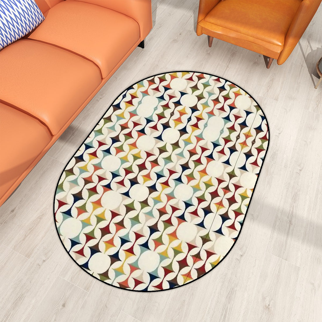 Scandinavian Designed Mid Century Modern Oval Floor Mat Rug - Mid Century Modern Gal