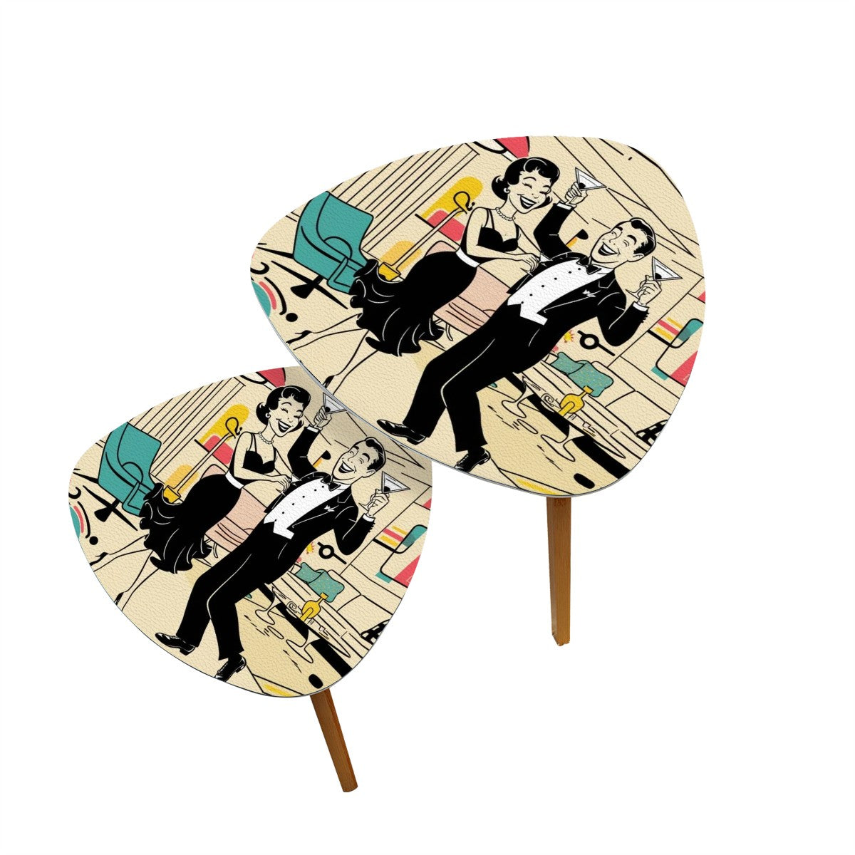 Kitschy Mod Couple Cocktail Hour Mid Century Modern Nesting Tables - Mid Century Modern Gal