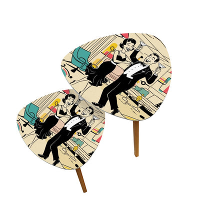 Kitschy Mod Couple Cocktail Hour Mid Century Modern Nesting Tables - Mid Century Modern Gal